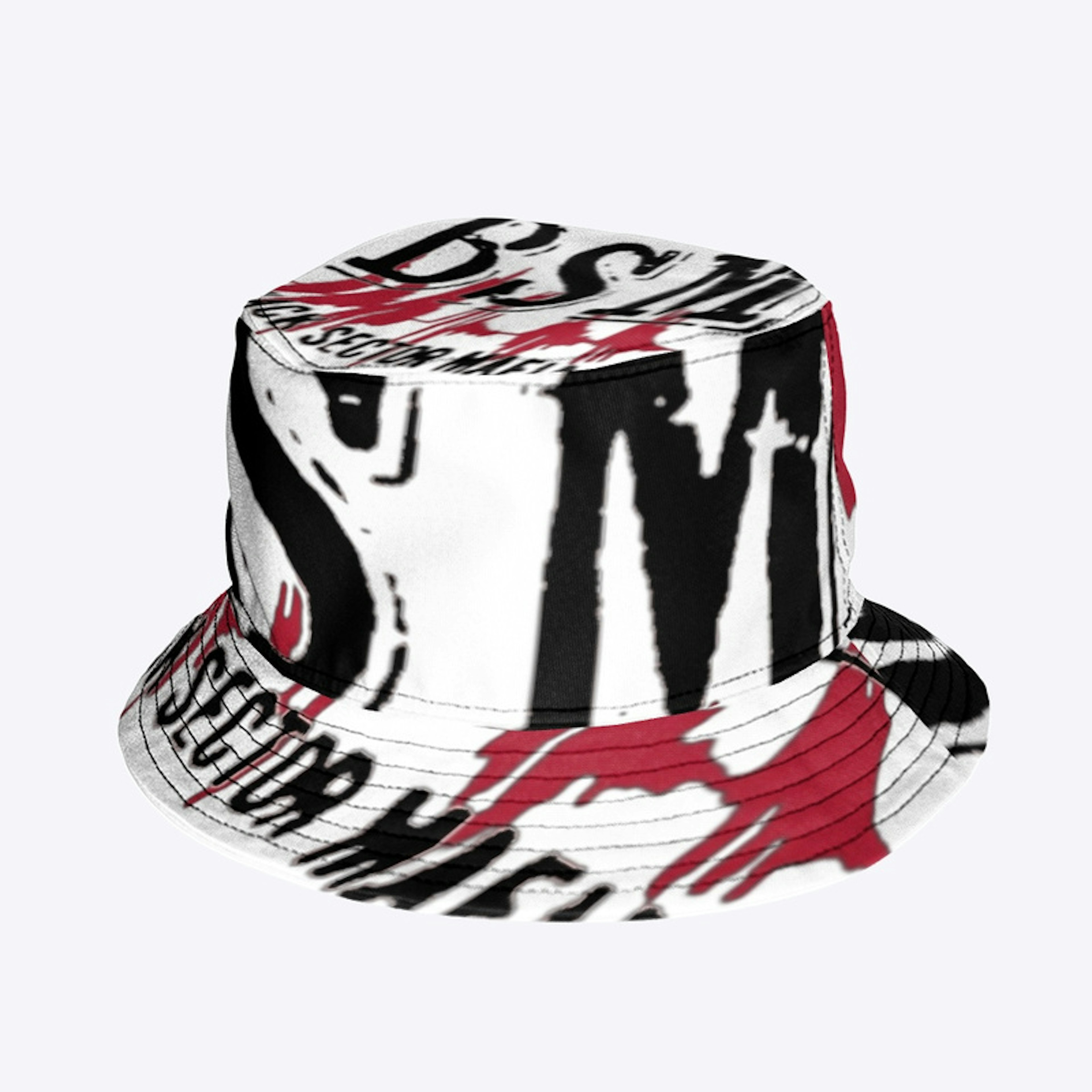 BSM “Fragment” Bucket Hat(White/Blk/Red)